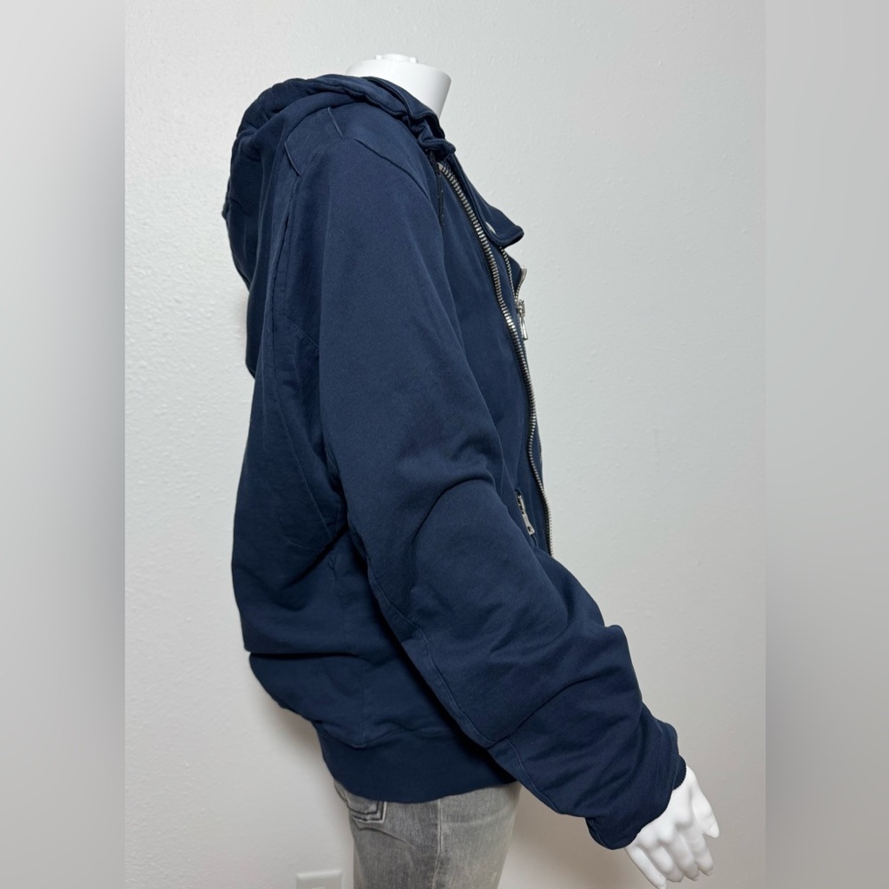 Balmain Zipper Jacket With COA & Removable Hood in Navy - Picture 3 of 15
